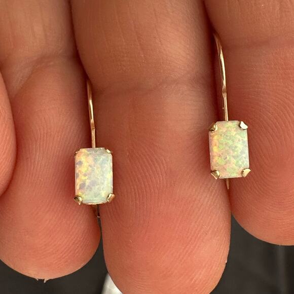 14k Opal Dangle Earrings - Picture 2 of 11